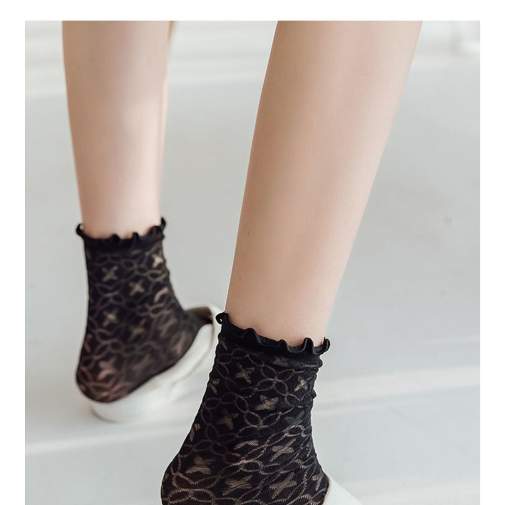 Set 2 Đôi Vớ Phối Ren Dễ Thương Dành Cho Nữ