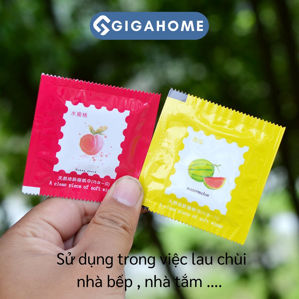 Set 10 Chiếc Khăn Giấy Ướt Gói Vuông GIGAHOME Kiểu BCS Mini Dễ Dàng Đem Theo 9411