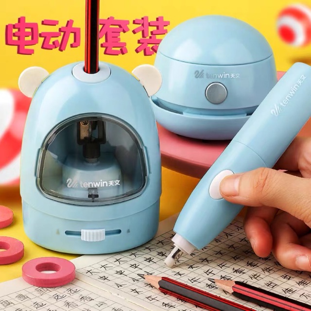 Bộ chuốt viết chì, tẩy và máy gom xác tẩy