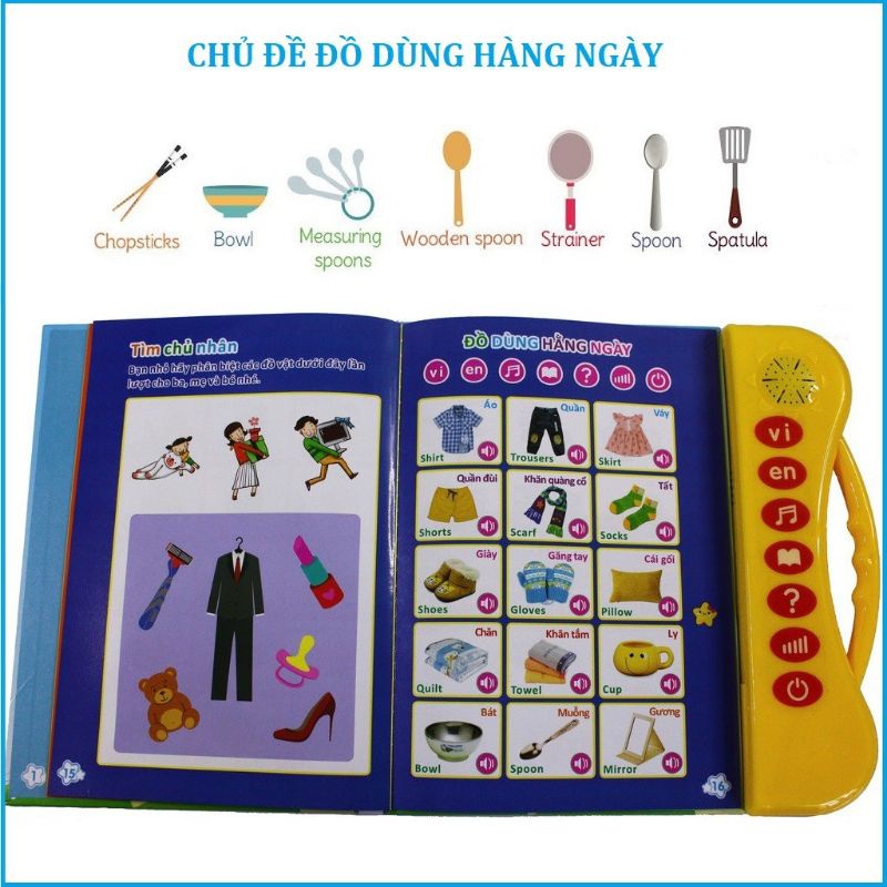 Sách nói điện tử song ngữ cho bé - Đồ chơi giáo dục thông minh học tiếng Anh, bản nâng cấp có kèm đàn Piano