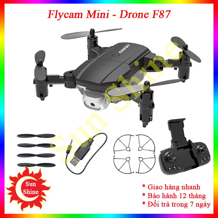 Drone Mini Dual Camera Có Đèn Led ⚡️Tặng Pin Dự Phòng⚡️ Máy Bay Điều Khiển Từ Xa Flycam F87 4K