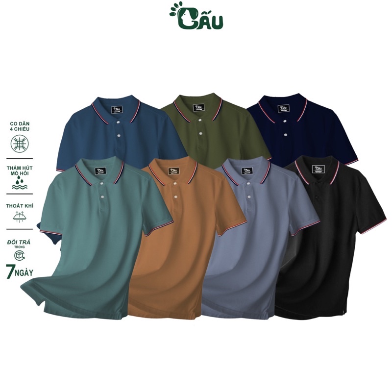 Áo thun Polo GẤU 194 Cá Sấu Viền Cổ Unisex vải cá sấu Poly co dãn 4 chiều dày dặn form gerular fit - GĐ 3 SỌC