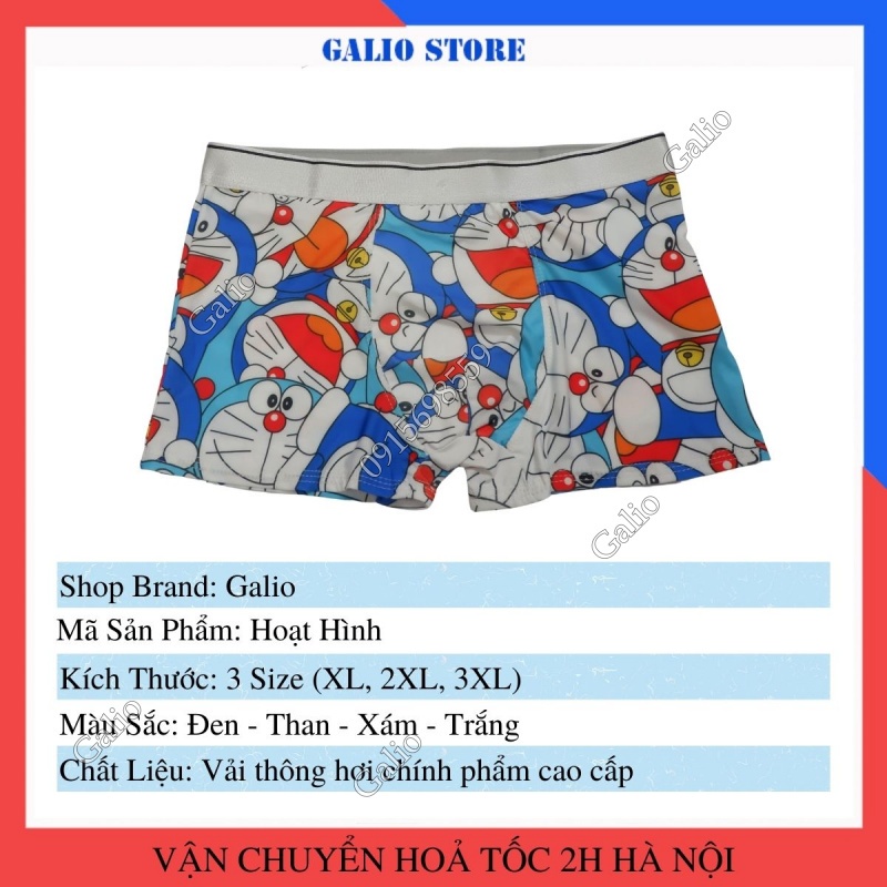 Quần lót nam boxer, quần sịp nam hoạt hình co giãn, thông thoáng, hút mồ hôi không tạo mùi hôi khi mặc cả ngày - GALIO