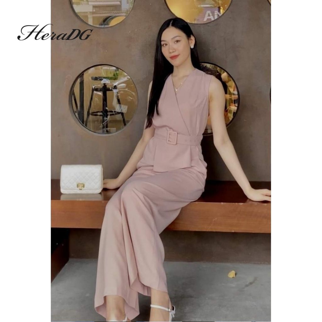 Bộ Jumpsuit Nữ HeraDG Dáng Dài Sát Nách Kèm Đai Eo, Chất Liệu Mềm Mịn Chống Nhăn Cao Cấp SJSBA003