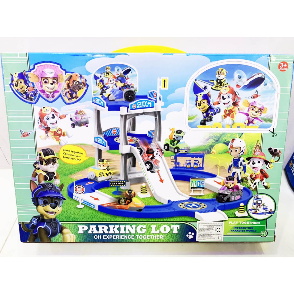 Đường ray bãi đậu xe Chó cứu hộ Paw Patrol + 4,2 xe chó cứu hộ