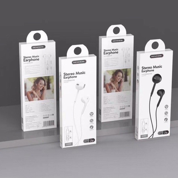 Tai nghe Sendem V10 chân tròn 3.5mm có mic cho các loại điện thoại tai nghe chân tròn