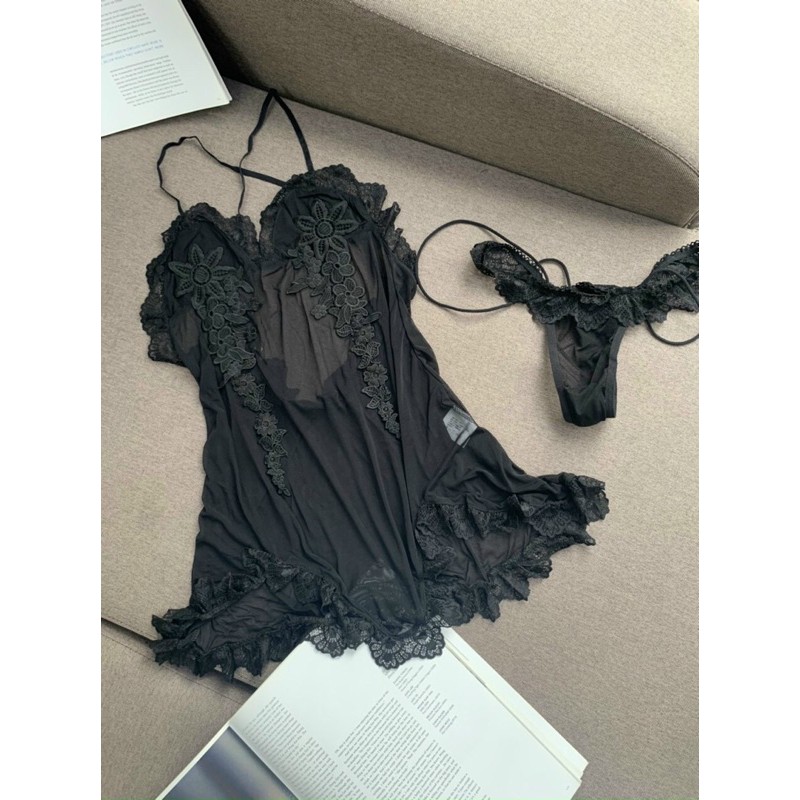 8/3 Đầm ngủ lưới ren 3D 2 bên kèm chip | BigBuy360 - bigbuy360.vn