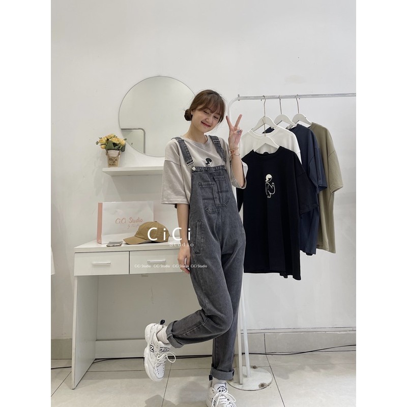 [Mã FADIRECT20 giảm 20K đơn 150K] Yếm jean trơn 1 túi trước CICISTUDIO | BigBuy360 - bigbuy360.vn