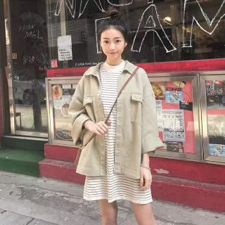 Áo khoác Sơ mi khaki ulzzang
