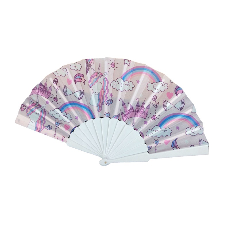 Quạt Xếp Cầm Tay Mini Họa Tiết Hoạt Hình Nàng Tiên Cá/Dưa Hấu Dễ Thương