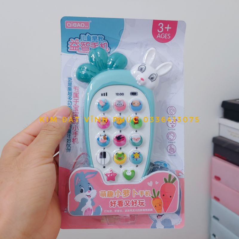 Đồ chơi điện thoại cà rốt cho bé . Tặng kèm pin có nhạc và đèn