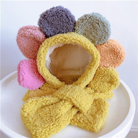 PVN38855 Mũ lông cừu kèm khăn cho bé hình hoa siêu dày dặn giữ ấm cho bé mùa thu đông hàng Quảng Châu T2
