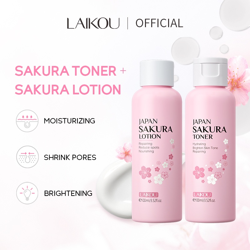 Set toner 100 ml+ lotion 100ml hoa anh đào dưỡng ẩm chăm sóc da LAIKOU