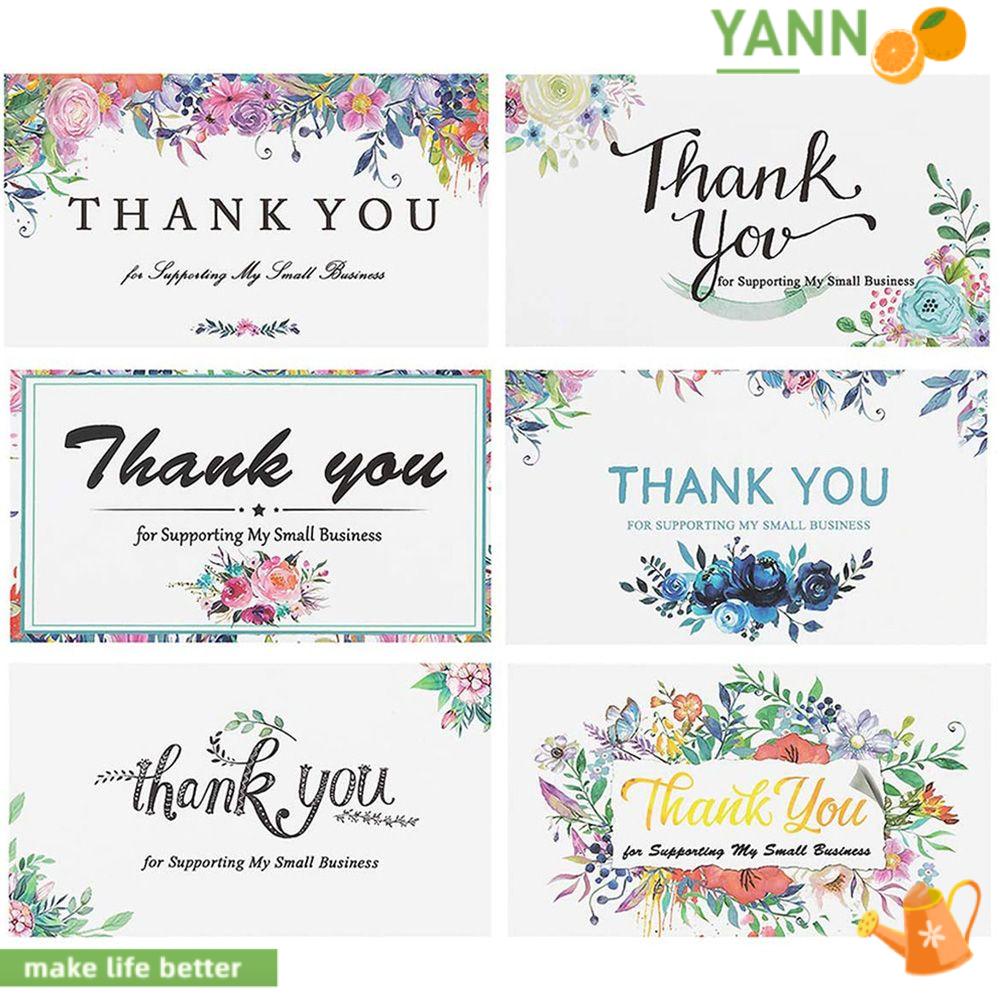 Set 1 50 Tấm Thẻ Ghi Chữ Thank You Màu Nước Hồng