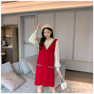 Váy cho con bú -  dáng suông A chất len mềm mịn
