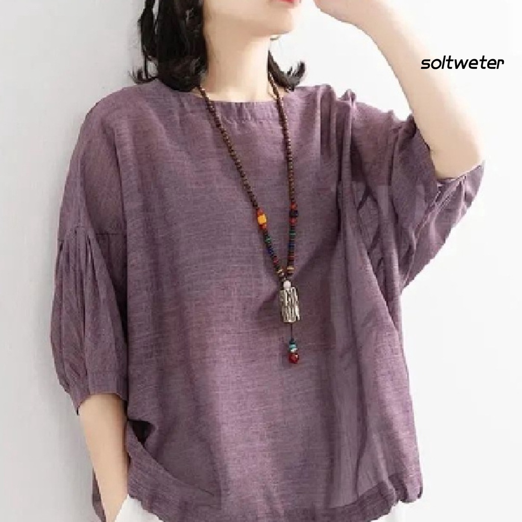 Áo Cánh Dơi Tay Lỡ Chất Liệu Cotton Thoáng Khí Thời Trang Cho Nữ Mặc Hàng Ngày