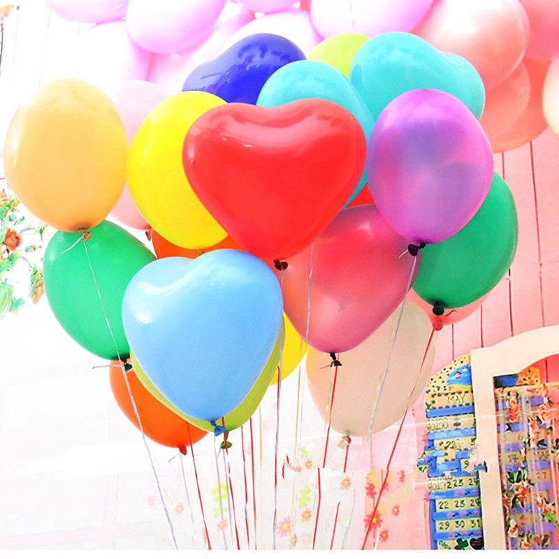 Bộ 10 bong bóng latex hình trái tim kích thước 10 inch dùng để trang trí tiệc cưới