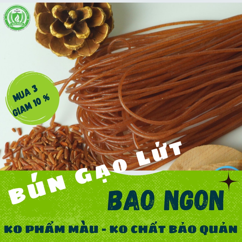 Bún gạo lứt đỏ hữu cơ Hafood dành cho người ăn kiêng, giảm cân, tập gym, thể thao - Túi 500 gr