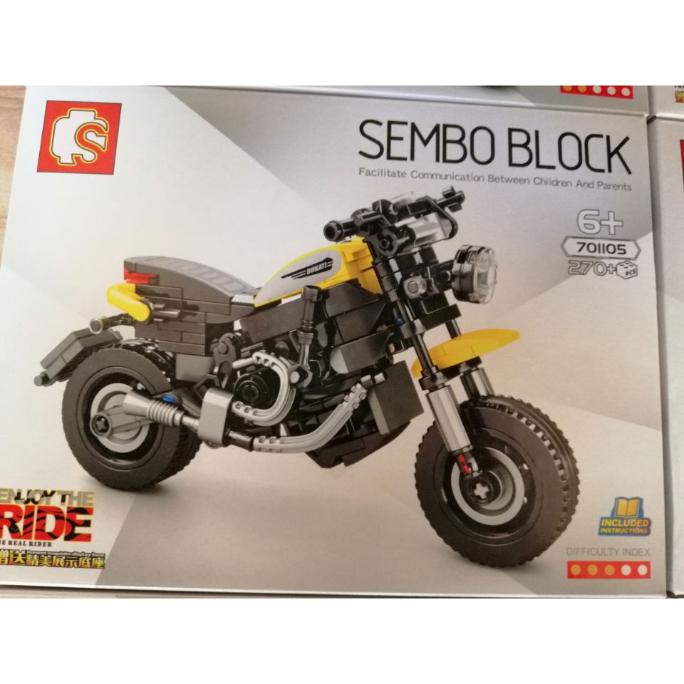 (có sẵn) bộ đồ chơi Technic Sembo Motorcycle Xe Mô Tô Yamahaa Vespa Scramber Harley