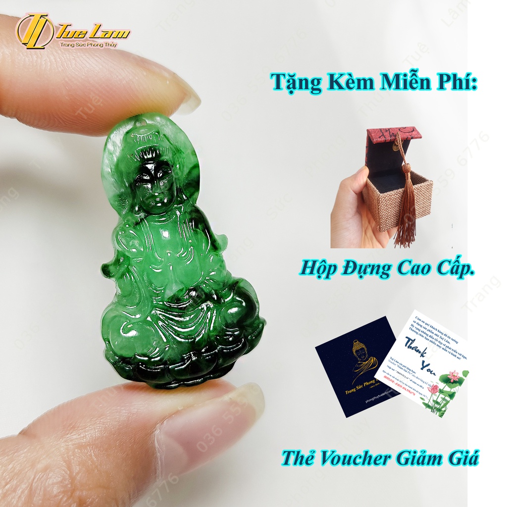 Mặt dây chuyền nữ mặt phật bà quan âm bồ tát sơn thủy xanh hợp mệnh bình an may mắn - Tuệ Lâm
