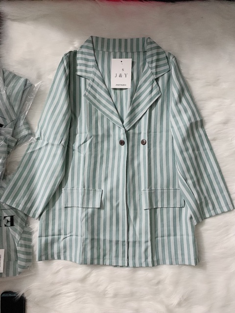 Áo Blazer kẻ sọc xanh mint | BigBuy360 - bigbuy360.vn