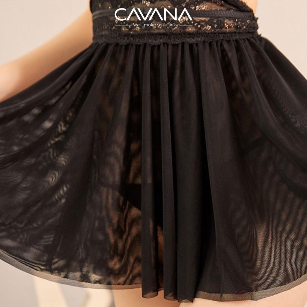 Đầm ngủ dễ thương, váy ngủ 2 dây gợi cảm cao cấp sang trọng phối ren N13 - CAVANA STORE