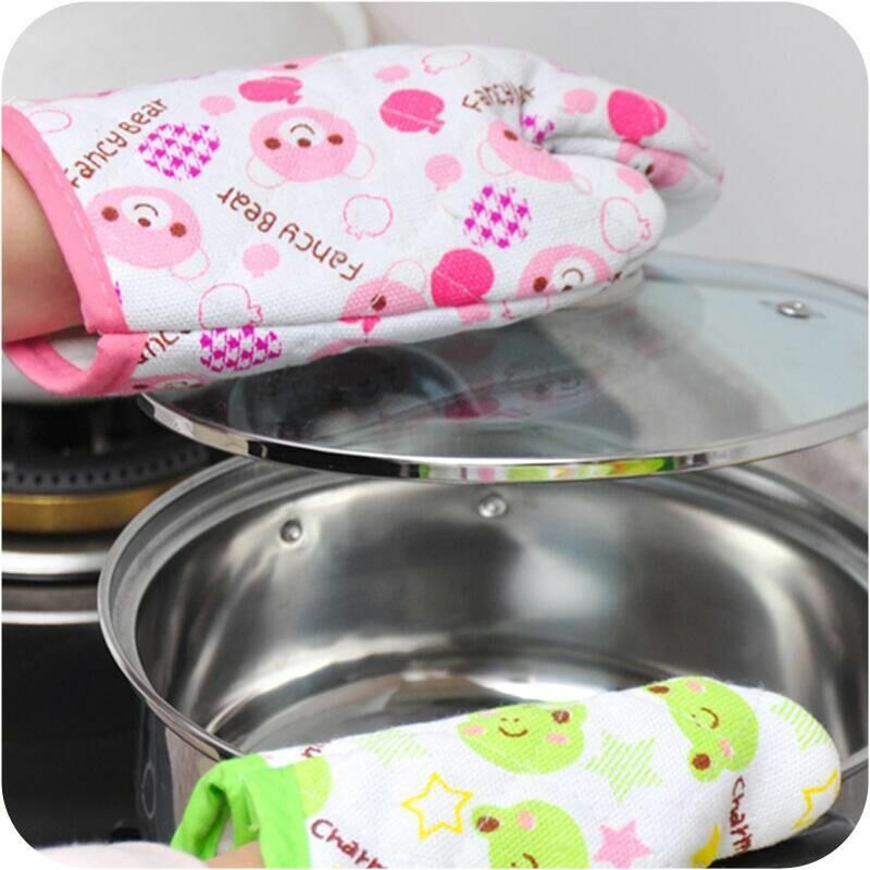 Găng tay lò nướng làm bếp vãi cotton mềm mịn chịu nhiệt tốt chống trượt cách nhiệt dùng trong nhà bếp