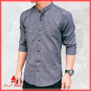 [FREE SHIP] Áo sơ mi - Sơ mi cổ tàu - Chất liệu đũi dày dặn. mịn. mát, không nhăn không bai.