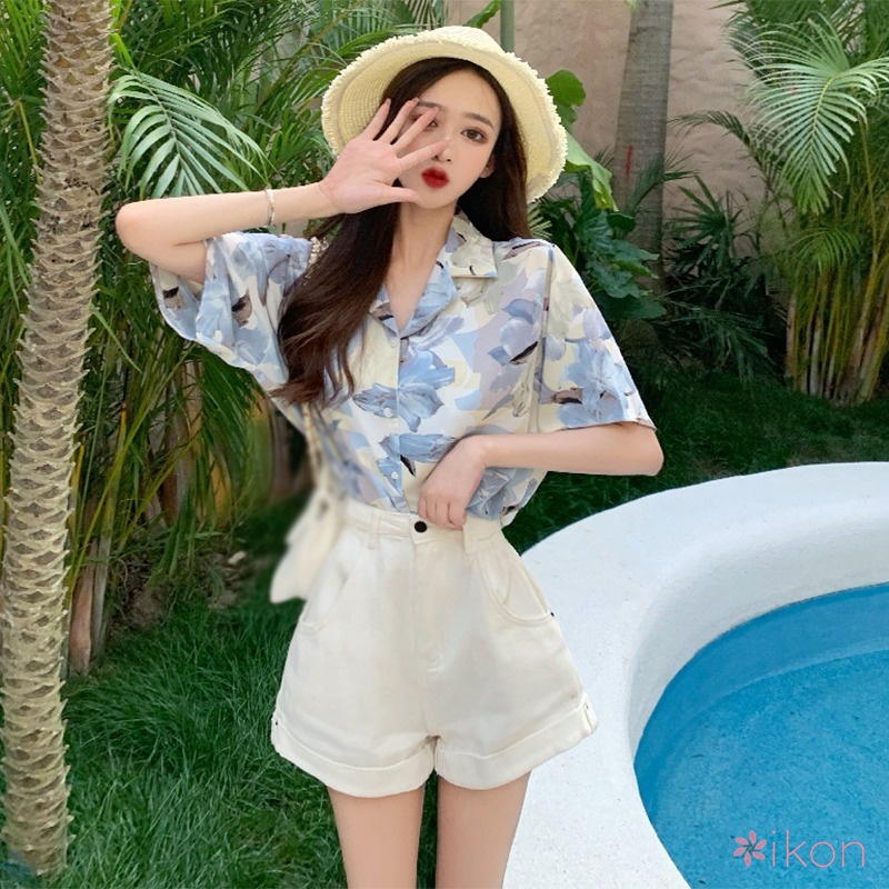 Áo Sơ Mi Tay Ngắn Cổ Bẻ Dáng Rộng Thời Trang Cho Nữ