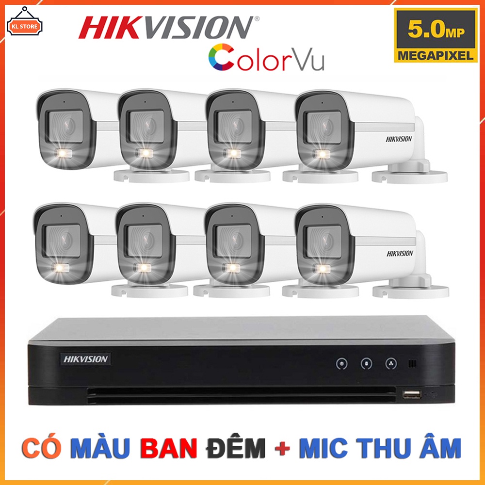 Bộ Camera Quan Sát Hikvision 8 Kênh 5.0MP Có Màu Ban Đêm Tích Hợp Mic Thu Âm