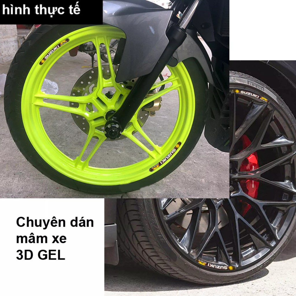 Bộ 3D GEL SUZUKI dán Bánh mâm xe máy, xe hơi