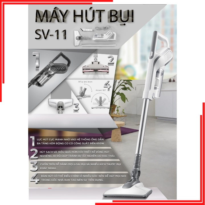 Bảo Hành 12 tháng Máy Hút Bụi Gia Đình công nghệ lốc xoáy mới SV11 9 Đầu Hút Công Suất 700W Chính Hãng