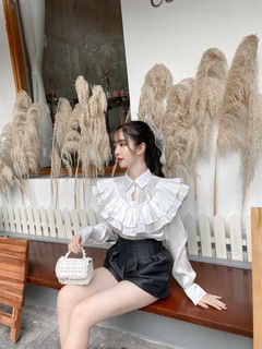 Áo lụa satin cổ bèo
