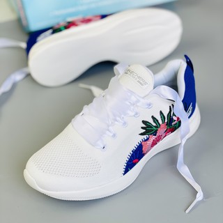 giày skechers bobs nữ trắng hoa free ship chính hãng