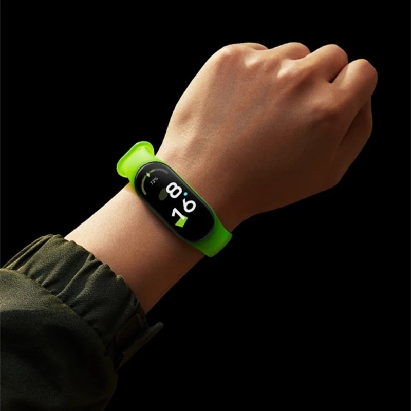Dây Đeo Cổ Tay Thể Thao Thay Thế Bằng Silicon Mềm Họa Tiết Rằn Ri Thời Trang Chống Va Đập Cho Mi Band 5 6 7