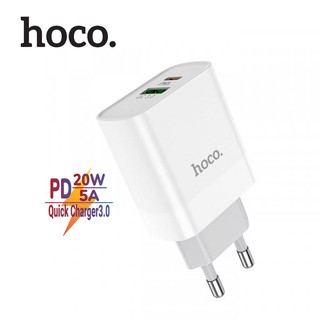 Củ sạc nhanh PD 20W Hoco C80A 2 cổng ( USB + Type-C ) 3A, Quick charger 3.0, Cho IPhone IPad Android
