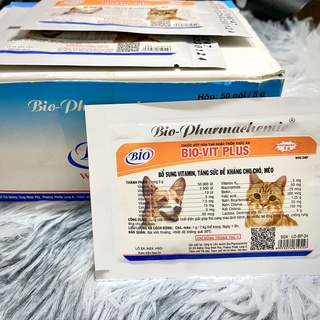 Vitamin bổ sung dinh dưỡng Bio-vit Plus cho chó mèo gói 5g | Bio Plus cho thú cưng | Borupet