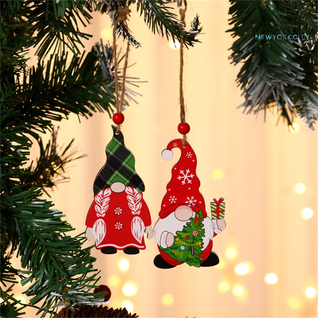 Phụ Kiện Treo Trang Trí Cây Thông Giáng Sinh Hình Ông Già Noel Bằng Gỗ Tinh Tế Cho Năm Mới