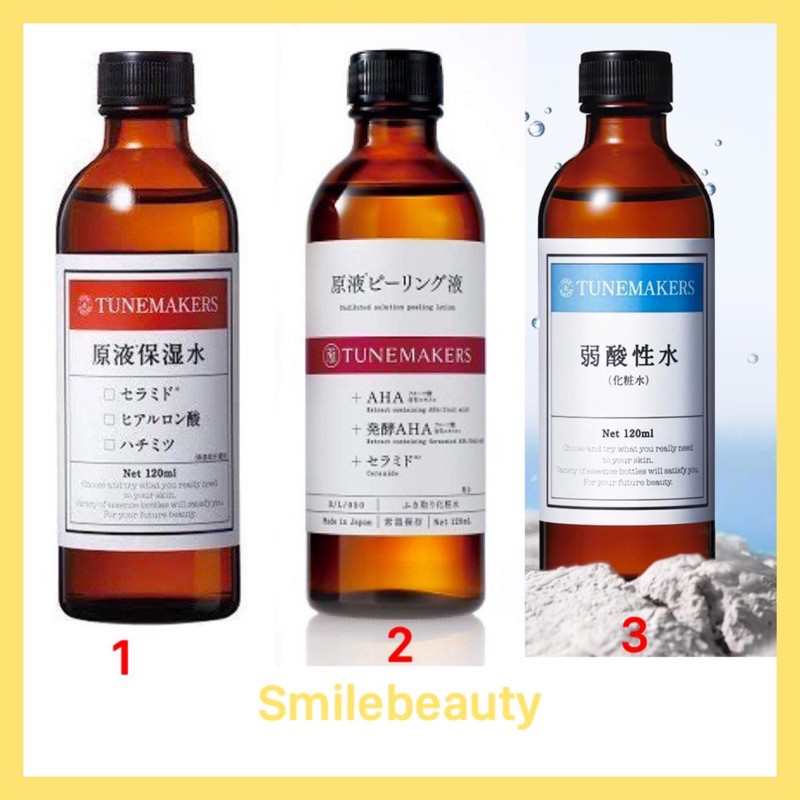 Toner làm sạch AHA và toner cấp ẩm TuneMakers các loại.