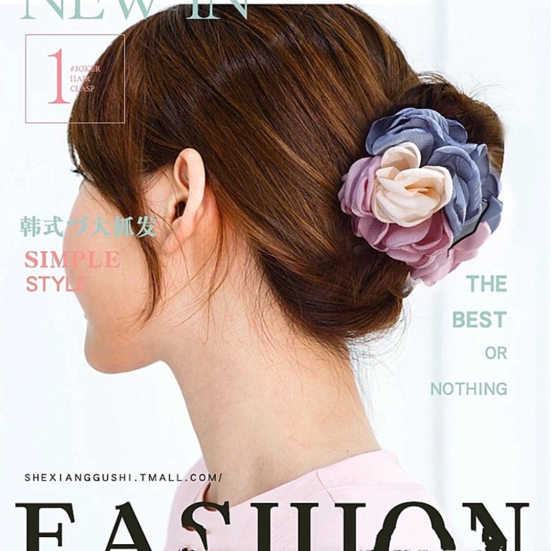 Kẹp Tóc Hoa Hồng Bằng Nhựa Màu Đen Thời Trang Thanh Lịch Dành Cho Nữ