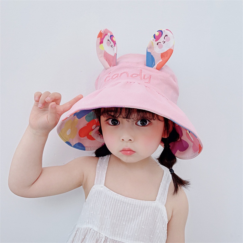 Mũ Lưỡi Trai Nửa Đầu Che Nắng In Họa Tiết Thỏ Dành Cho Bé