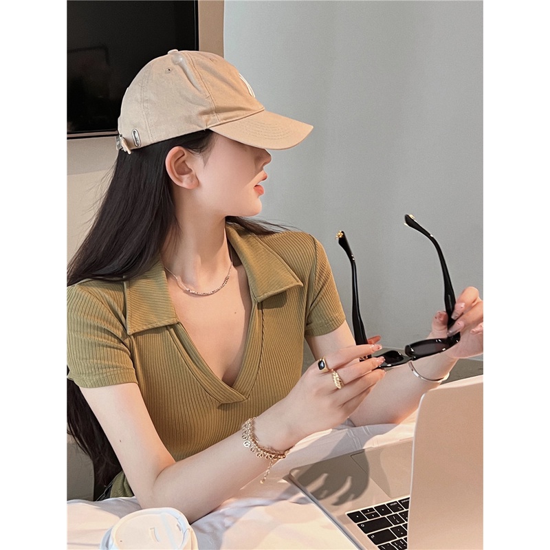 Áo Lửng Dệt Kim Cổ Chữ V Phong Cách Hàn Quốc Cho Nữ