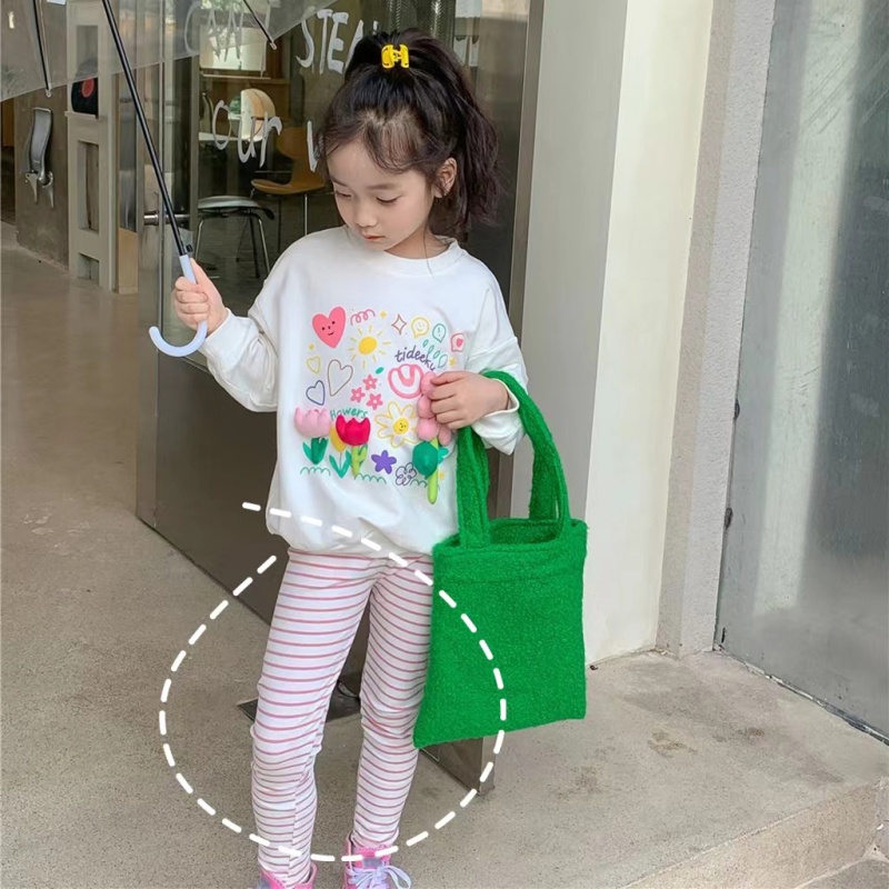 Quần Legging Cotton Kẻ Sọc Phong Cách Hàn Quốc Cho Bé Gái