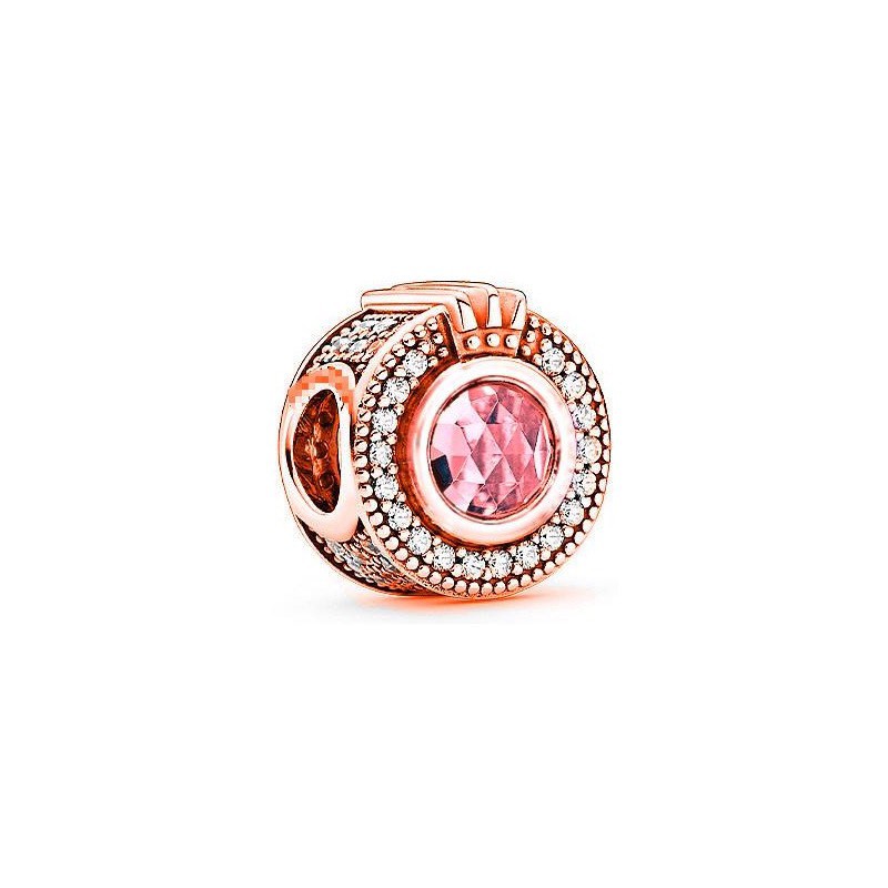 charm pan đá màu hồng bạc s925 cao cấp mẫu mới