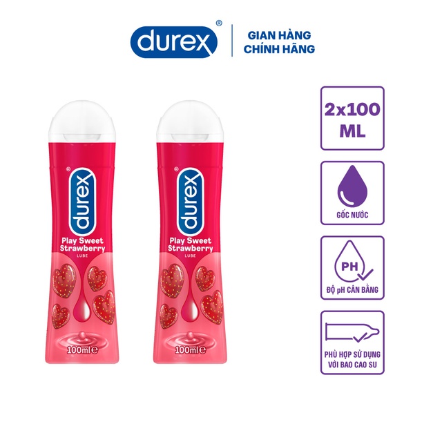 Bộ 2 gel bôi trơn Durex play strawberry 100ml/chai