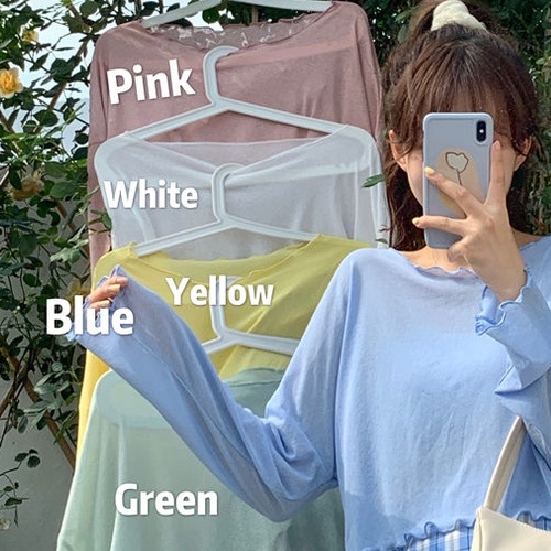 áo khoác mỏng nữ áo khoác áo khoác ngoài mỏng Áo Thun Tay Dài Vải Lụa Mát Mỏng Màu Sắc Ngọt Ngào Thời Trang Mùa Hè Cho Nữ