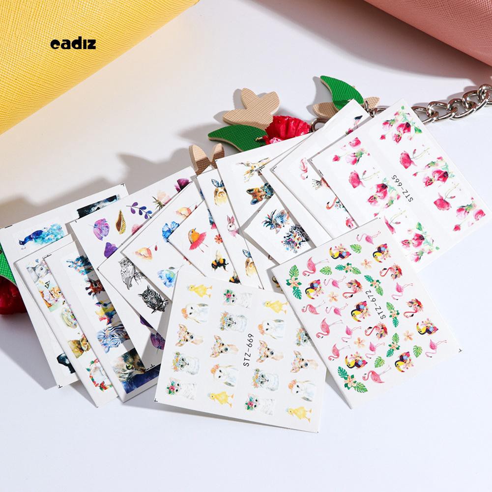 Set 15 nhãn dán nước họa tiết xinh xắn để dán móng nghệ thuật