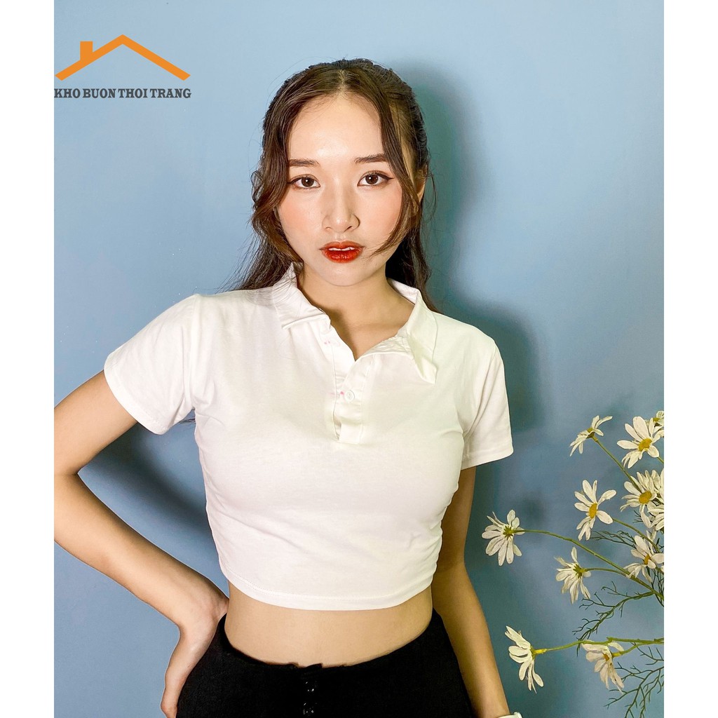 Áo Croptop Cổ Đức 2 màu đen trắng | BigBuy360 - bigbuy360.vn