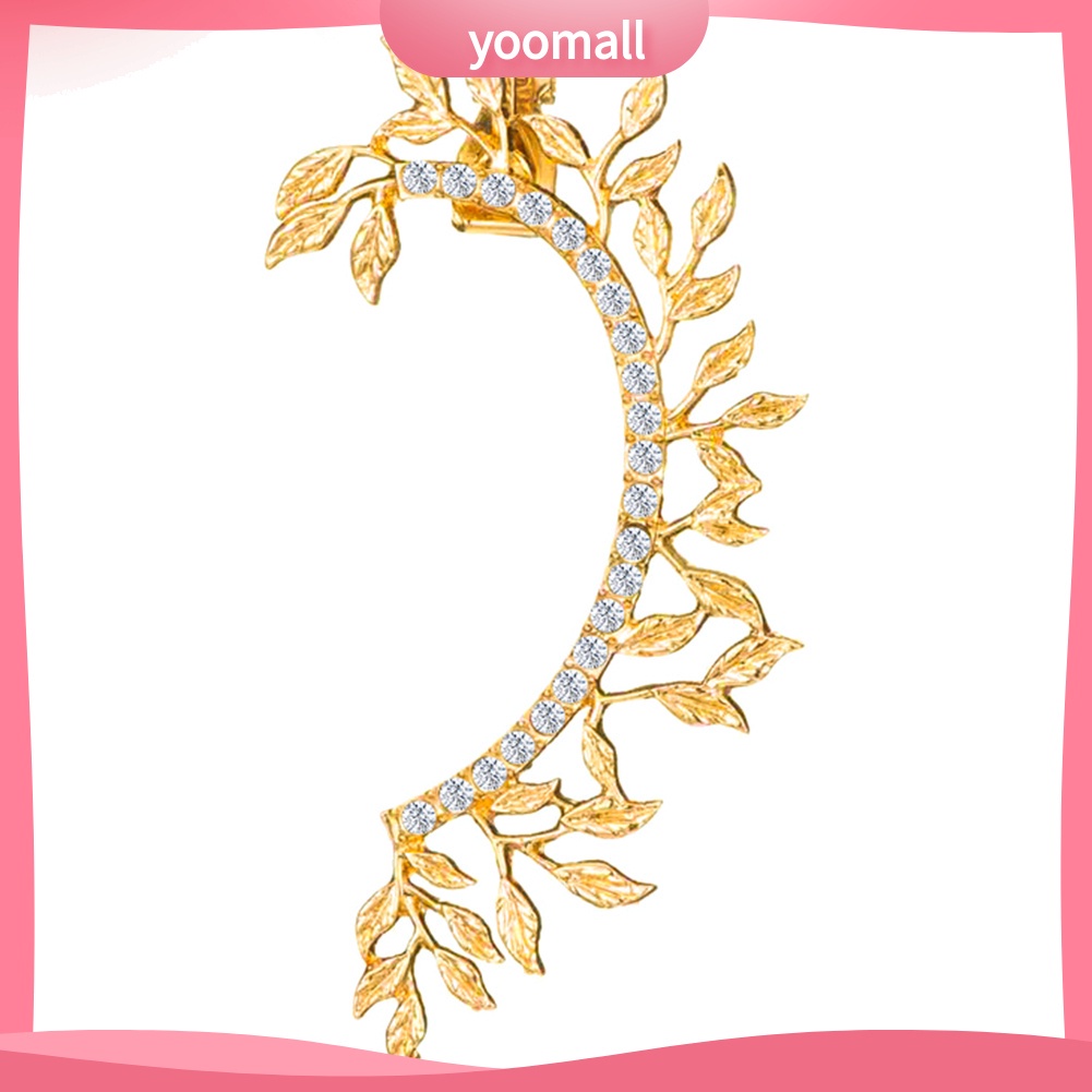 1 Khuyên Kẹp Vành Tai Hình Chiếc Lá Đính Đá Thời Trang Cho Nữ