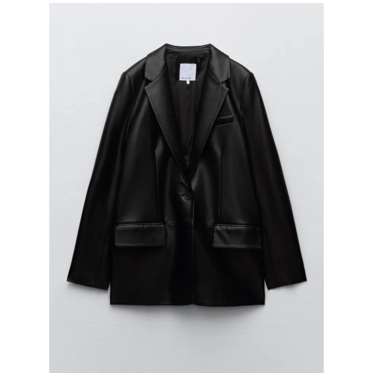 ÁO KHOÁC BLAZER DA CỔ BẺ NỮ MÀU ĐEN - 4432/710